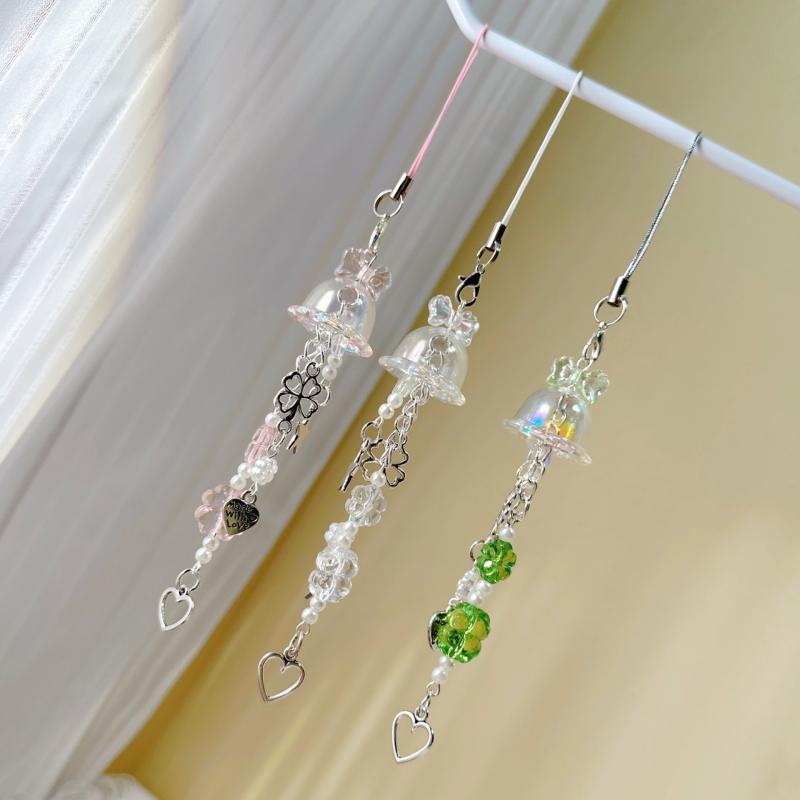 Милые подвески для телефона, модные медузы, четырехлистный клевер, цепочка-брелок для мобильного телефона, шнурок, подвеска для украшения сумки, цепочка для книги для карточек