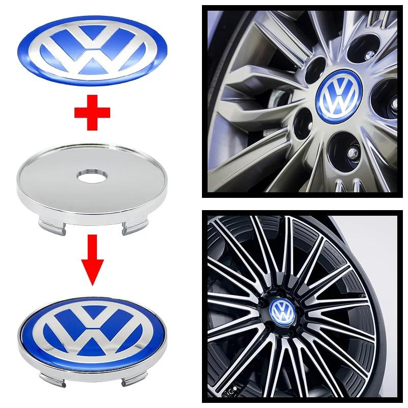 New 2026 4pcs 56mm Car Wheel Badge Center Sticker 60mm Wheel Hubcap Cover Accessorie For VW golf Passat R Rline GTI Polo CADDY Beetle zs0