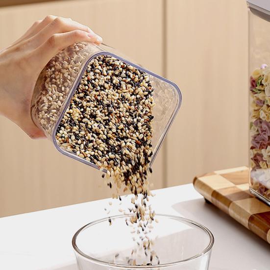 Герметичный контейнер для продуктов с крышкой, открывающейся нажатием, штабелируемый органайзер для кухонной кладовой, открывание одной кнопкой, контейнер для муки, сахара, для хлопьев, риса, муки, макарон, снеков