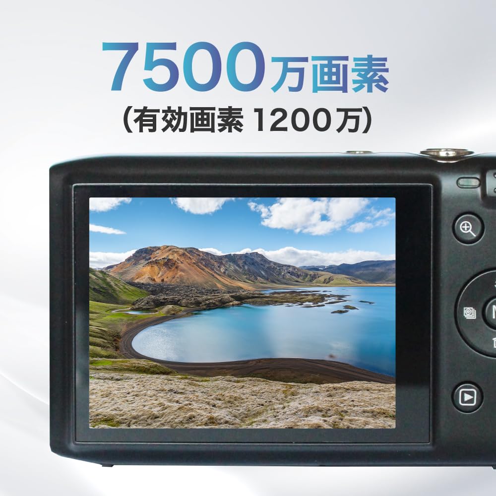 BLUEWIDE Compact Digital Camera, 75 Megapixels, 12 Effective Pixels, 3x Optical Zoom, 3x Digital Zoom, 4K Video, CALS Mode, Wi-Fi, Autofocus, Perfect