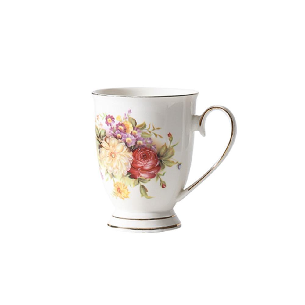 Британская средневековая цветочная кофейная чашка с блюдцем, легкая роскошь, Пномпень, керамическая чашка для послеобеденного чая, трансграничный высокоценный придворный чайный сервиз