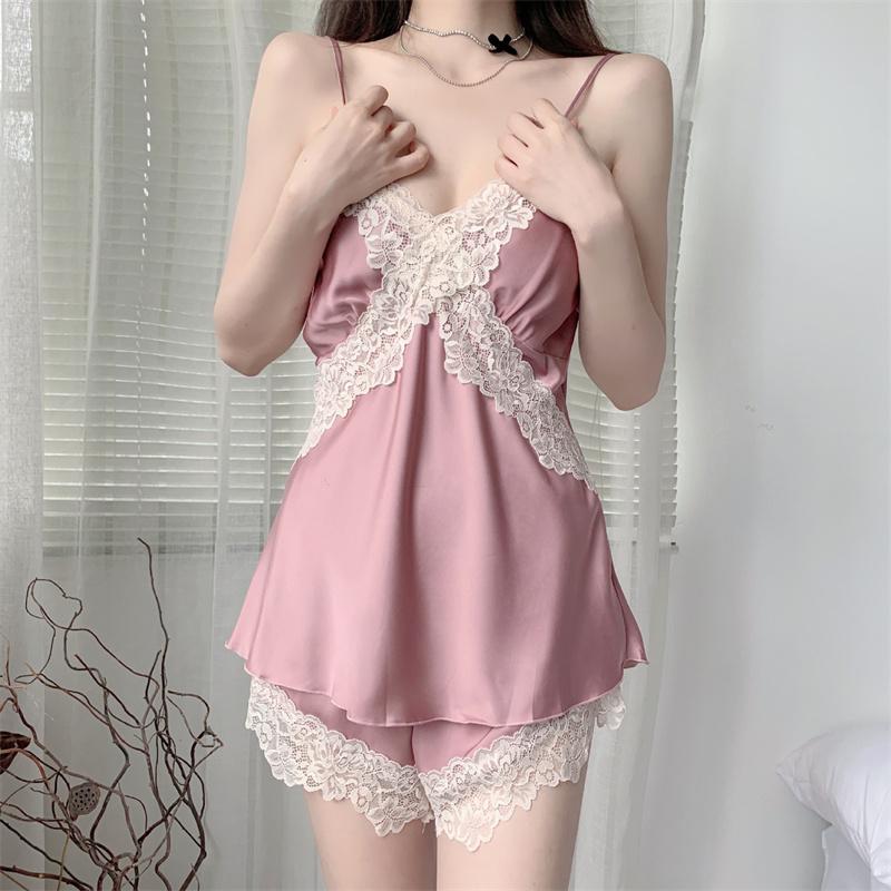 Розовый кружевной халат невесты свадебный женский комплект из 3 предметов пижамы шелковистый атласный кимоно халат платье весна-лето свободная атласная домашняя одежда