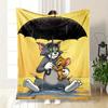 Tom & Jerry Rainy Day Adventure Poster PrintBlanket Flannel Throw Blanket for Sofa, Bed, Travel, Camping, Office