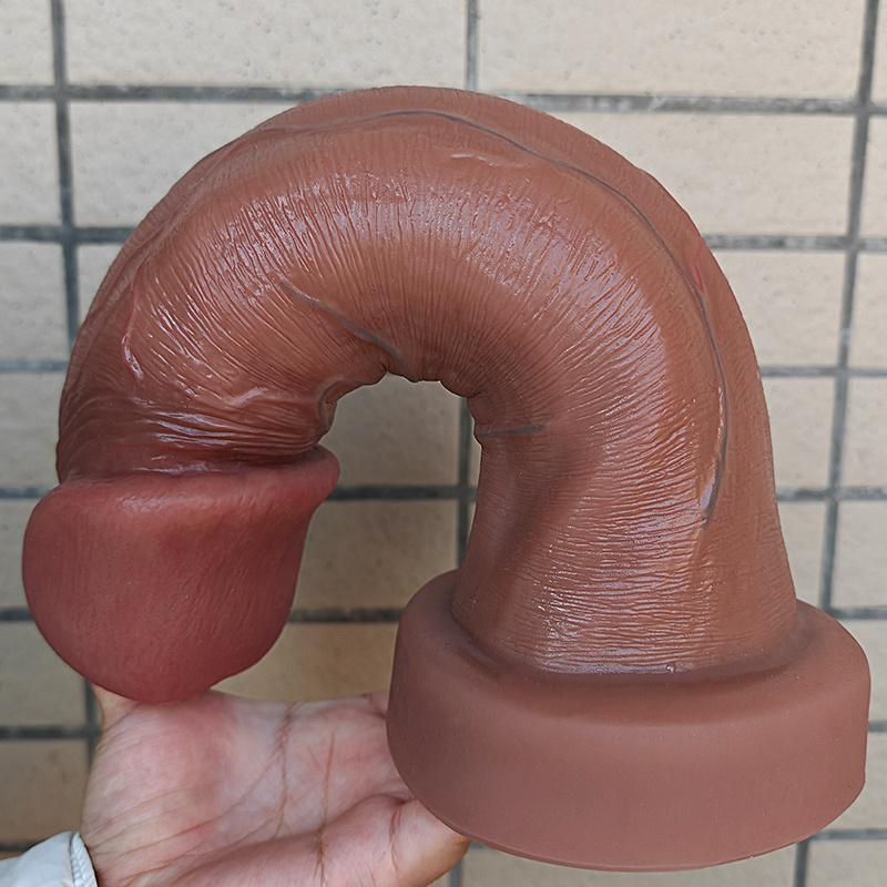 Очень большой дилдо с грибовидной головкой – Текстура настоящей кожи, Жидкий силикон, Толстая прочная ручная игрушка для мужчин и женщин, Легко моется, Батарейки не требуются