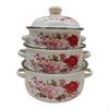 3 Enamel Pots with Lids, Bean Stew Pot, Slow Cooker, Pot Set, Flat Bottom for Eating
