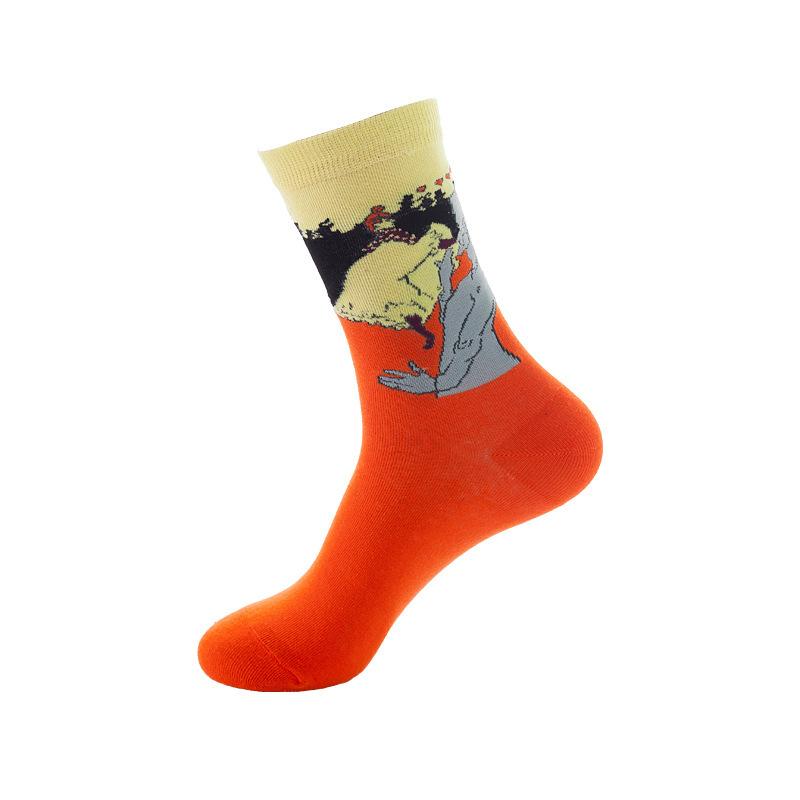 Масляная живопись средние гольфы Европейские и американские носки для взрослых Женские трендовые чулки Мужские осенне-зимние хлопковые носки