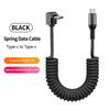 90° USB-C на Type-C Спиральный Зарядный Кабель Выдвижной Быстрая Зарядка Плетеный Шнур для iPhone 17/16/15 Samsung Galaxy S25 S24
