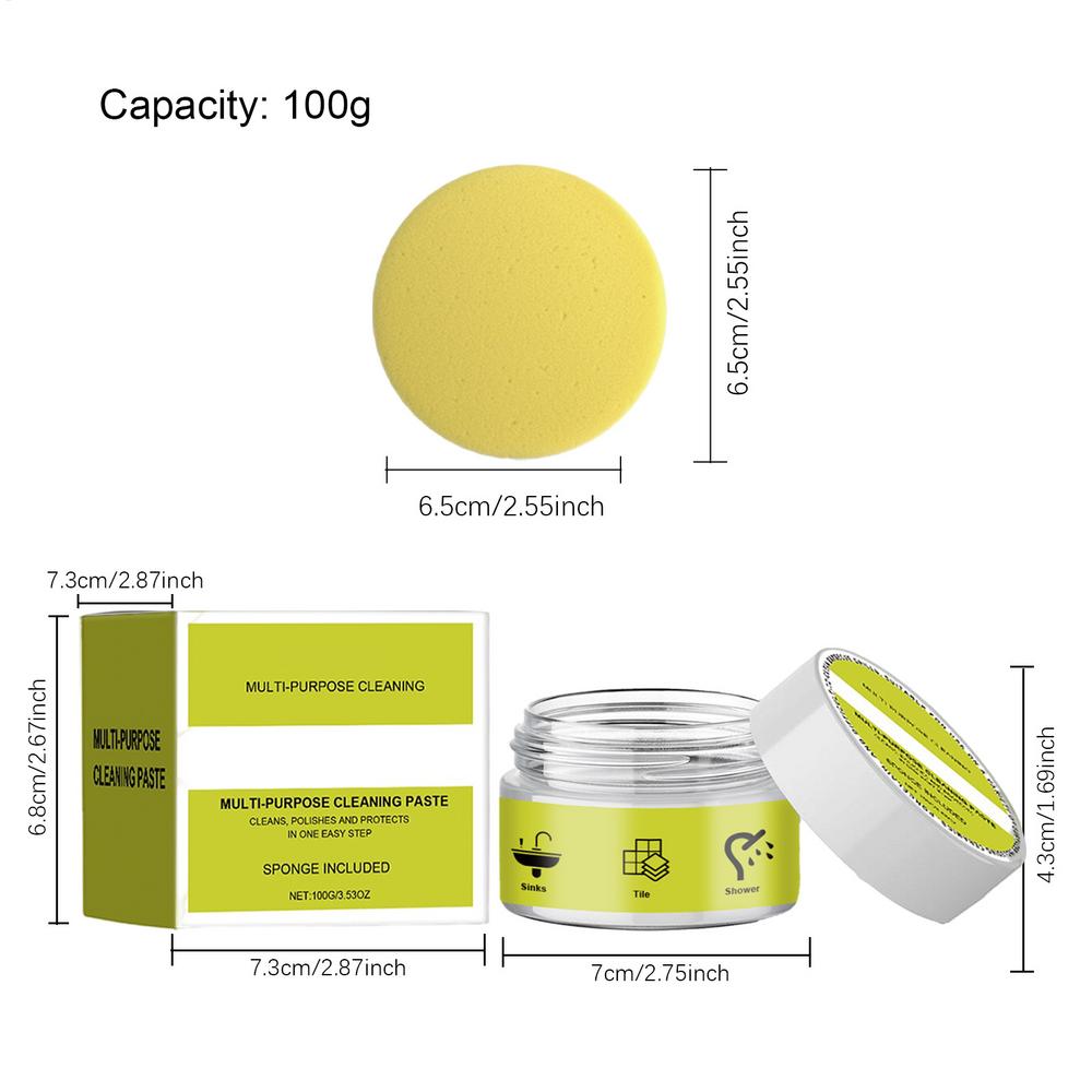 100g Stone Polish & Cleaner Granite Marble Countertop Polish Paste Restore Shine Streak-Free With Applicator Sponge