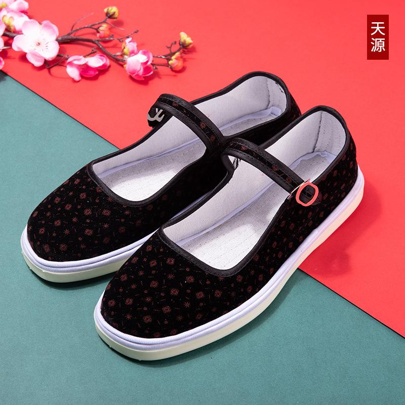 Туфли «Старый Пекин», тканевые туфли, женские туфли с вышивкой, нескользящие бабушкины туфли с одним ремешком, туфли для мам, танцевальная обувь