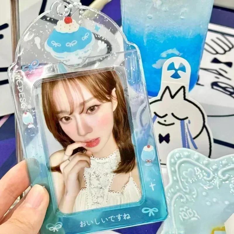 Original Design Summer Cheery Smoothie PVC Picture Frames with Chain Cute Ice Cream Photocard Holder for 3 Inch Kpop Card 2025