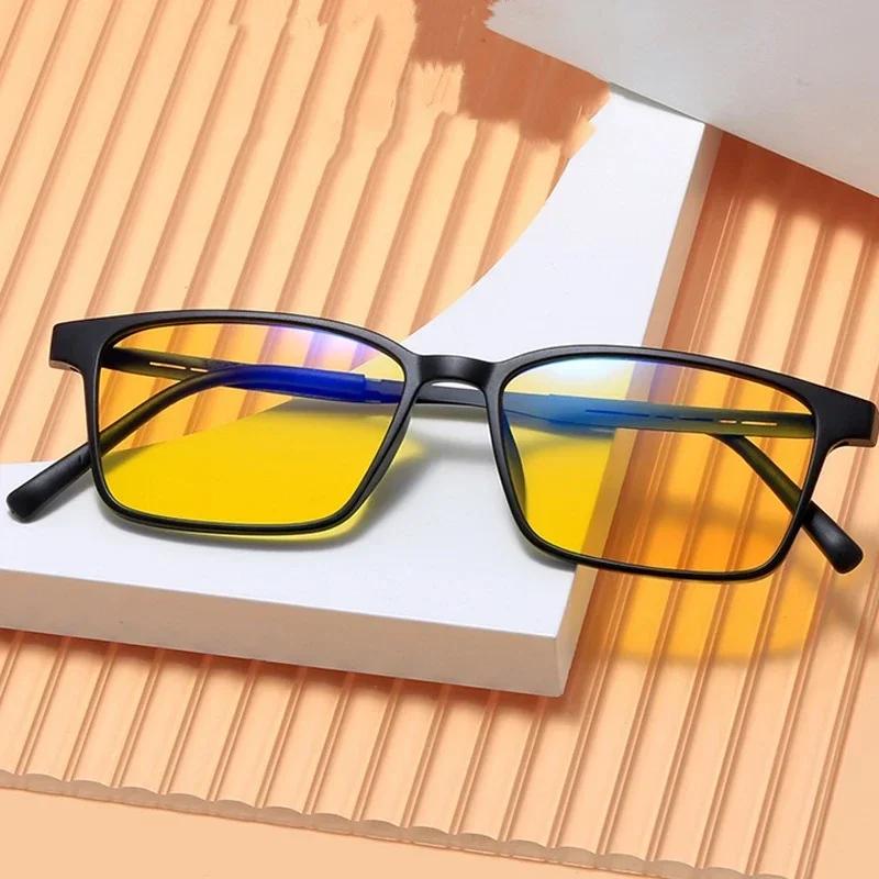 Vintage Night Vision Eyeglasses for Car Driving Use Men Women Ultralight UV400 Sunglasses Stylish TR Blue Lightweight Blocking Eyeglasses Glasses