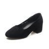 Black High Heels Women's Spring and Summer New Round Head Thick Heel Light Mouth Single Shoes Commuter Work Shoes Professional Dress Shoes
