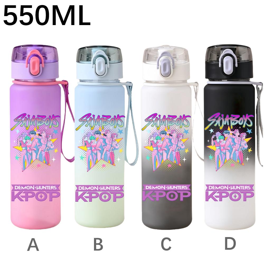 550ML KPop Demon Hunters Cartoon Print Sport Water Bottle Leak Proof Water Cup Outdoor Sports Drinking Bottle Birthday Gifts