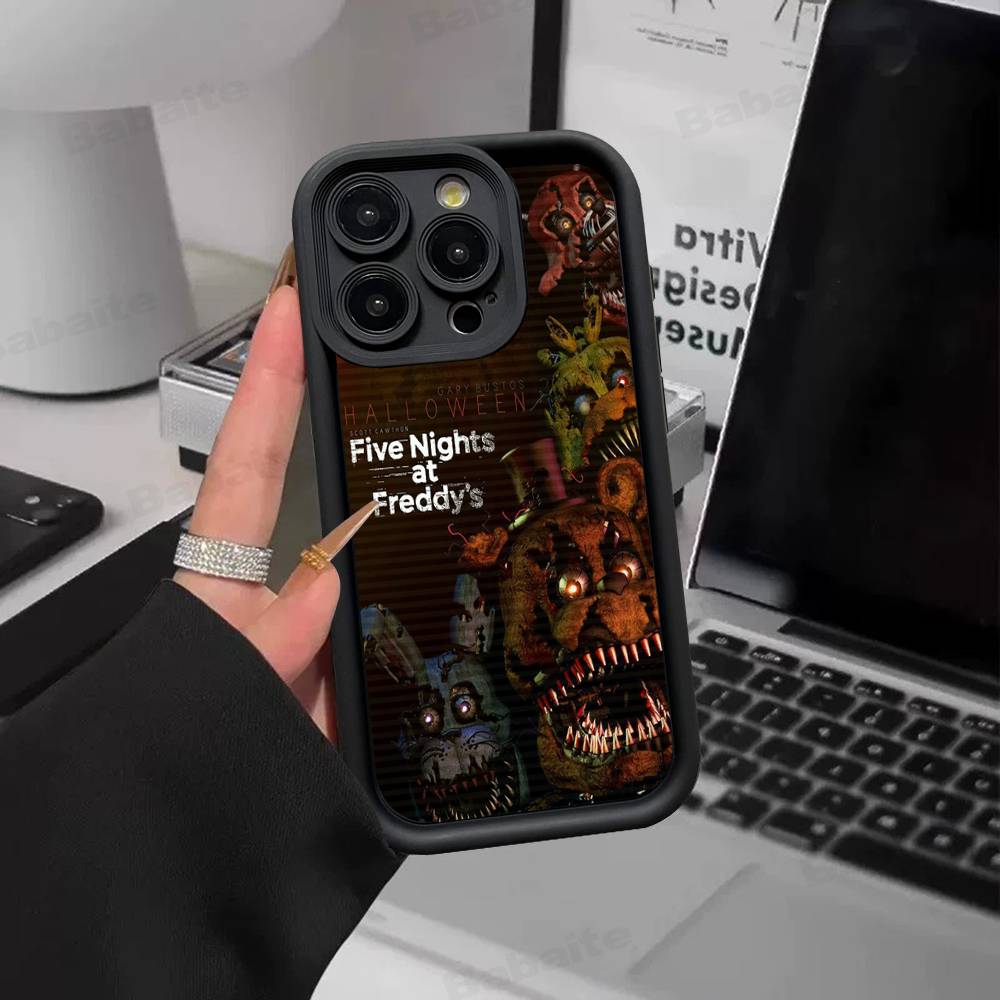 F-FNAF Пять ночей с Фредди Силиконовый Мягкий Чехол Для Телефона Для iPhone 17 16 15 14 Plus 13 12 Mini 11 Черный Чехол