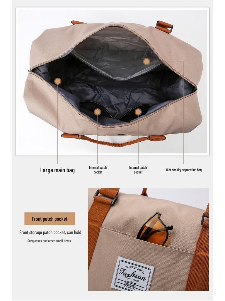 Unisex Gym Bag with Wet/Dry Separation, Large Capacity, Lightweight Tote for Travel or Maternity