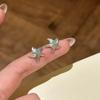 French Light Luxury Retro Blue Diamond Brushed Small Starfish Stud Earrings Inlaid With Zircon Niche High-End Personalized Earrings
