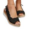 Sandals new summer breathable hollow casual sandals fish mouth buckle with thick bottom wedge heel large size sandals
