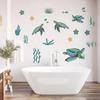 2Pcs Green Grass Sea Turtle Sticker PVC Removable Bathroom Sea Turtle Wall Sticker