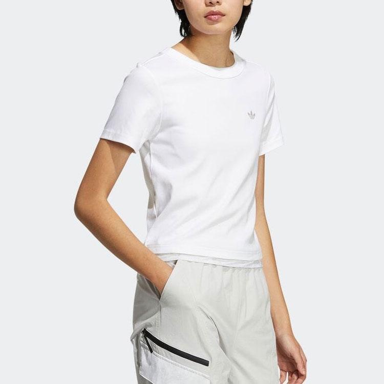 Adidas Originals Trefoil однотонная футболка с короткими рукавами и принтом логотипа, женские топы, белые HS9517