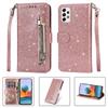 For Samsung Galaxy S25 S24 S23 Ultra S21 FE S20 FE A16 A06 A36 A34 A53 A32 5G A51 A52 A53 A70 A71 A54 Glitter Wallet Zipper Leather Case