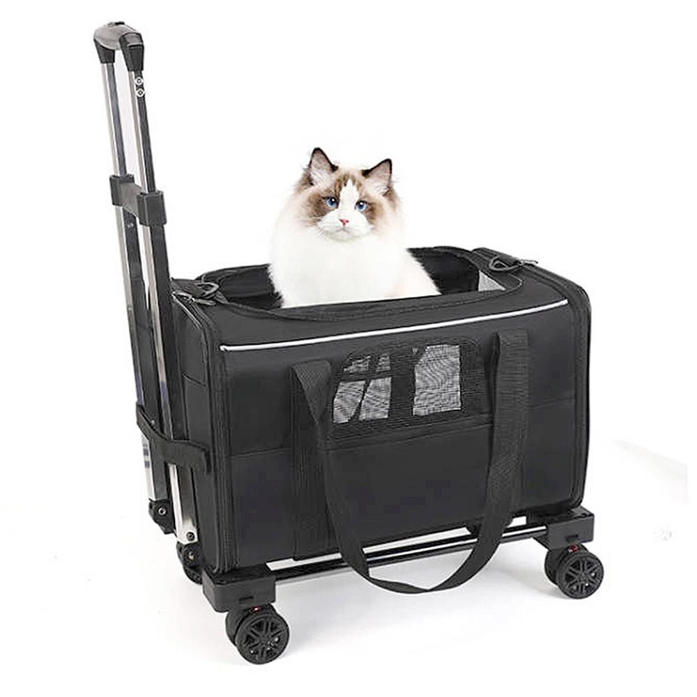 Pet Trolley Bag Detachable Rolling Carrier for Small Dogs Cats Portable Pet Travel Carrier with