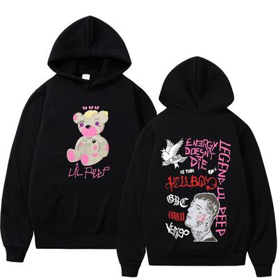 Худи с принтом рэпера Lil Peep CryBaby Hellboy Bear для мужчин и женщин, винтажные, оверсайз, хип-хоп, осенние, зимние, из флиса, теплые пуловеры