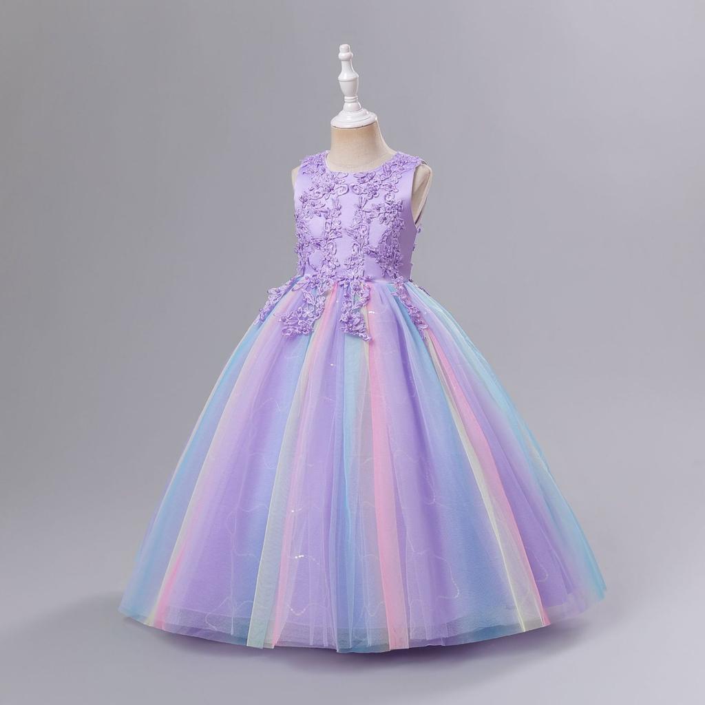 Детские платья, стильные платья принцесс, юбки с пайетками, костюмы для выступлений для детей среднего и старшего возрастаЮбки для девочек