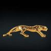 Lucky Animal Leopard Figurines Gold Brass Leopard Miniatures Vintage Cheetah Small Statue  Tea Pet