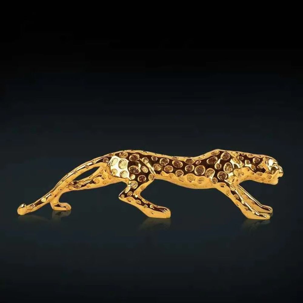 Lucky Animal Leopard Figurines Gold Brass Leopard Miniatures Vintage Cheetah Small Statue Tea Pet