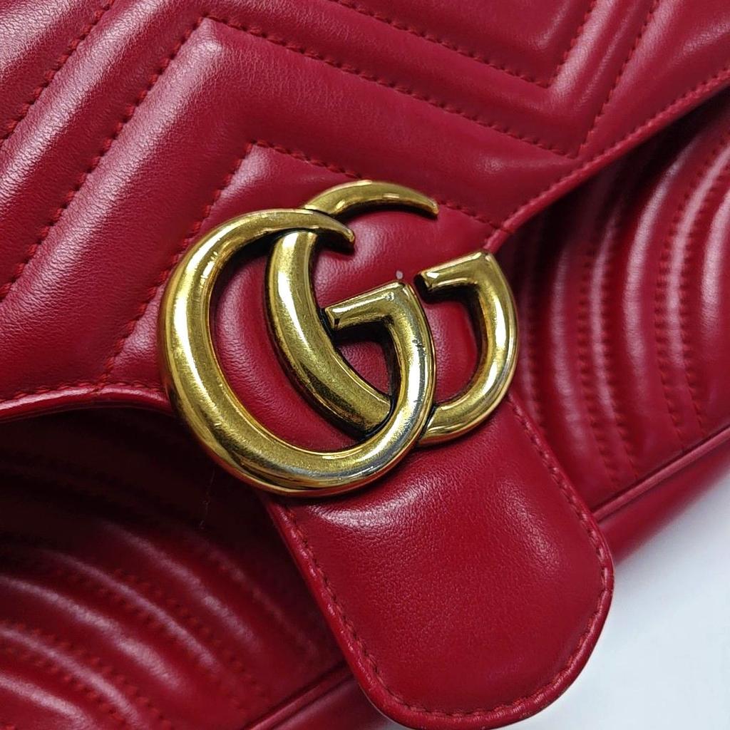 [Pre-Owned] Gucci GG Marmont Small Matelassé Shoulder Bag 'Red' - Very Good #1NWGJ75
