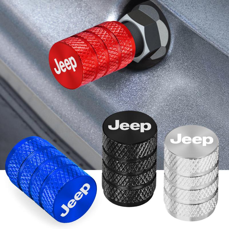 4Pcs Car Wheel Tire Valve Stem Cover Dustproof Cap Accessories For Jeep Grand Cherokee Wrangler JK Gladiator Compass Renegade MWGHF1