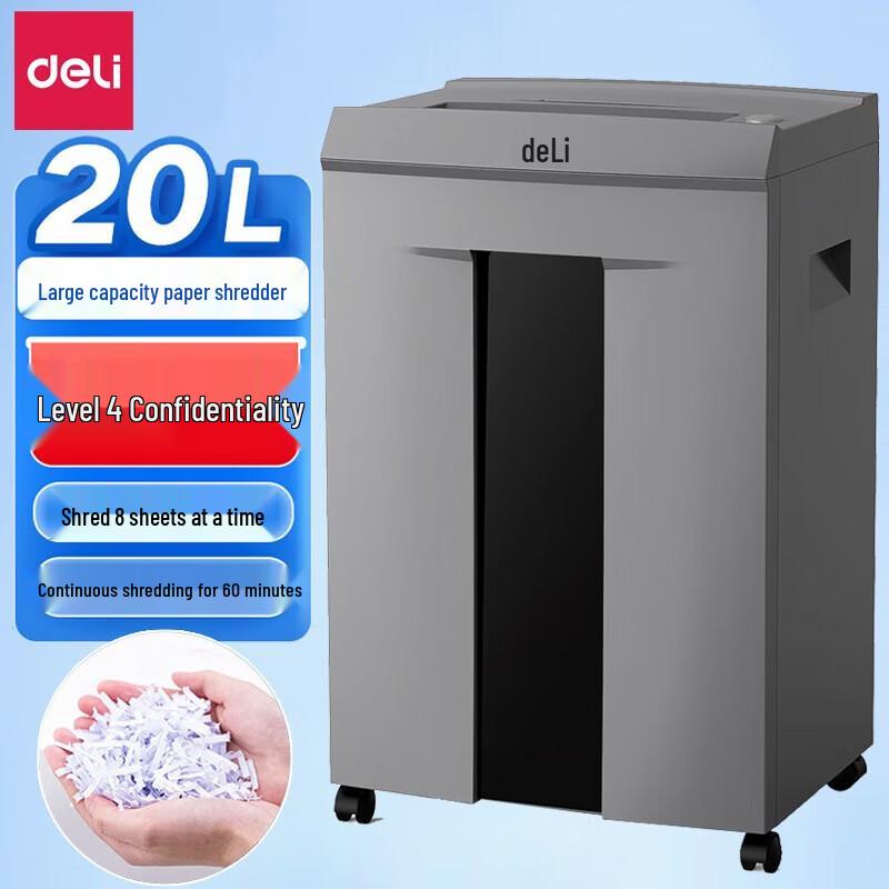 Deli 9907 Commercial 8-Sheet Paper Shredder CN plug (adapter included)