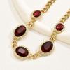Personality Exaggerated Necklace Femininity Glass Ruby Collarbone Chain Geometric Shape Niche Versatile Necklace