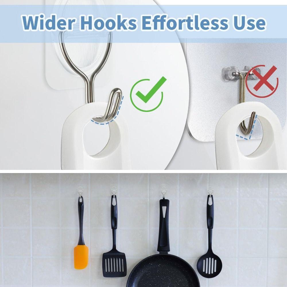 10PCS Transparent No Damage Hooks Heavy Duty Stick On Hooks Multi-Purpose Adhesive Wall Hooks Door