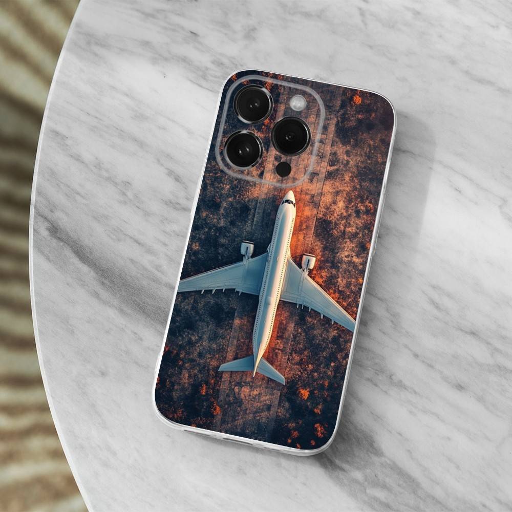 Авиация Арт Самолет Чехол Для iPhone 17,11,12,13,16,14,15,Pro,Max,Plus,X,XS,XR,SE,Mini Прозрачный Мягкий Силикон