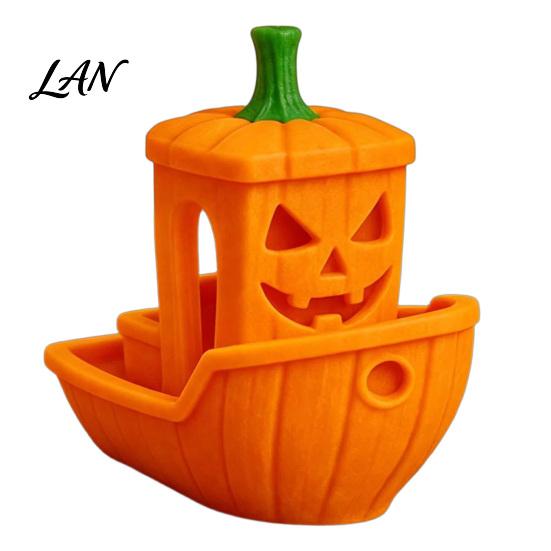 Decorative Ghost Ship 3D Printed Halloween Boat Figurine, Spooky Pumpkin Festive Holiday Decorations Statue for Party Tabletop Home Decor Realistic