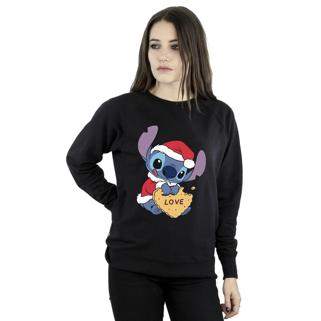 Disney Womens/Ladies Lilo And Stitch Christmas Love Biscuit Sweatshirt