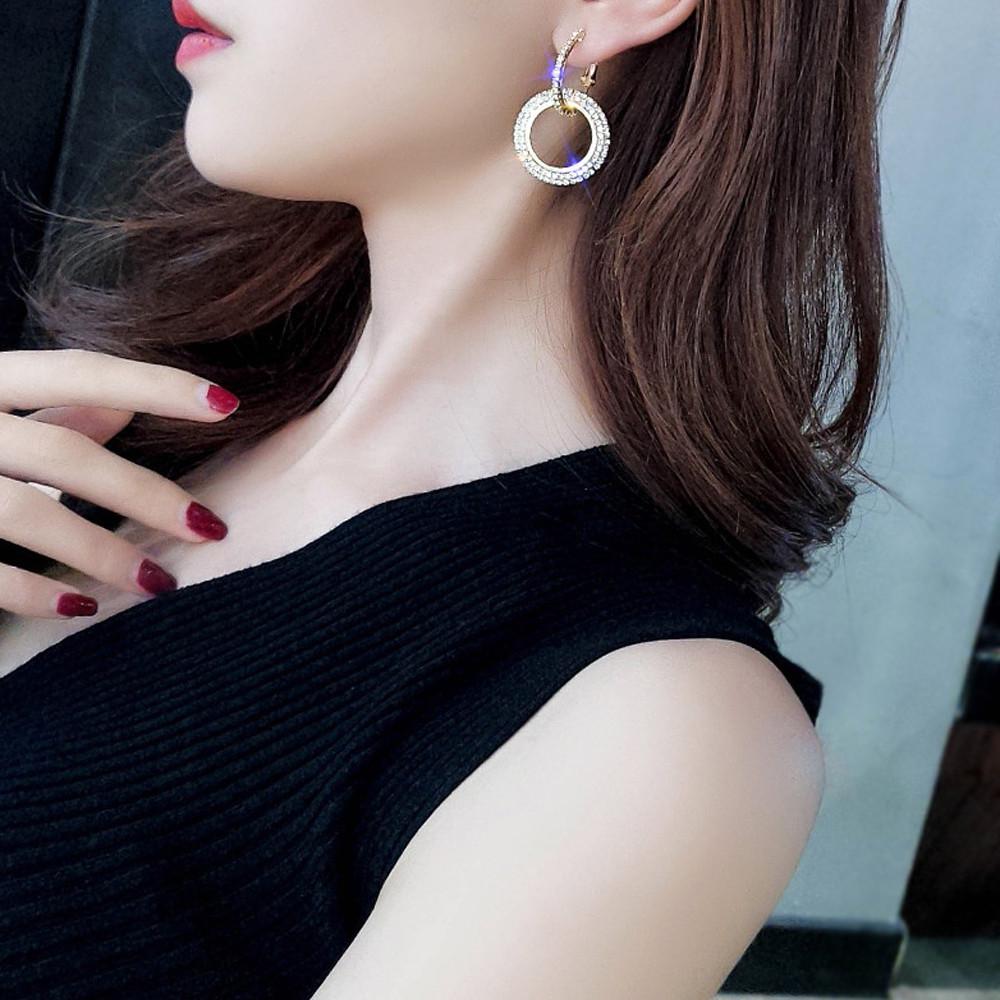 Модные роскошные круглые серьги с бриллиантами для женщин, серебряные, золотые, блестящие серьги-гвоздики из розового золота