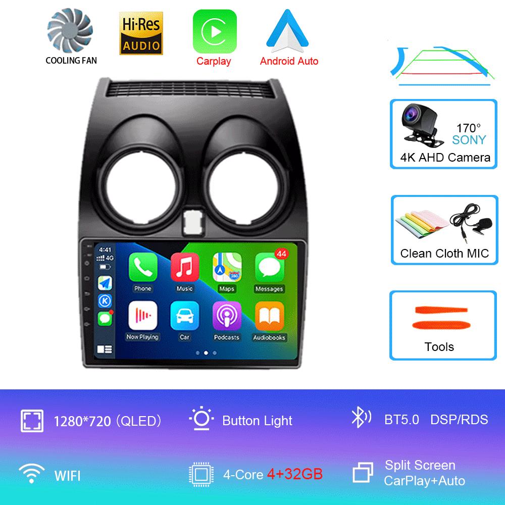 Android 14 2 DIN для Nissan Qashqai 1 J10 2006-2014 Радио Mobil Navigasi Pemutar Мультимедиа DVD Carplay Стереодинамик Ke