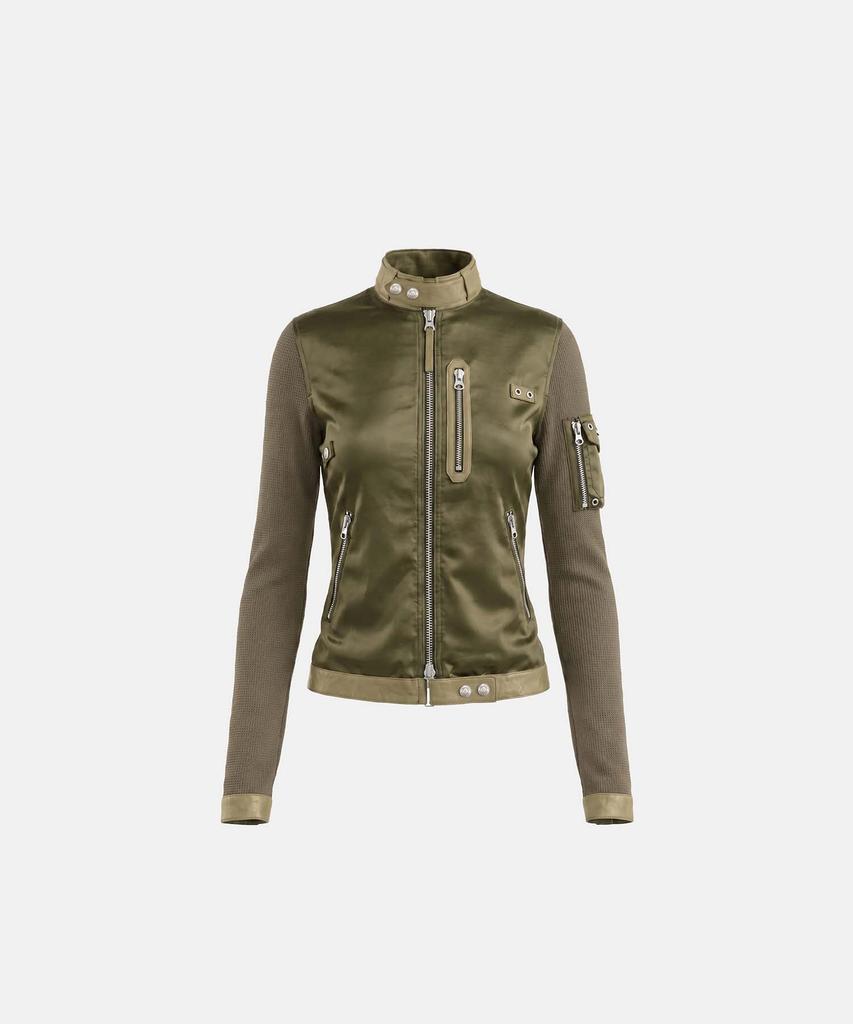 BADBLOOD Alpha 2 Racer Nylon Mix Knit Jacket - Military Green