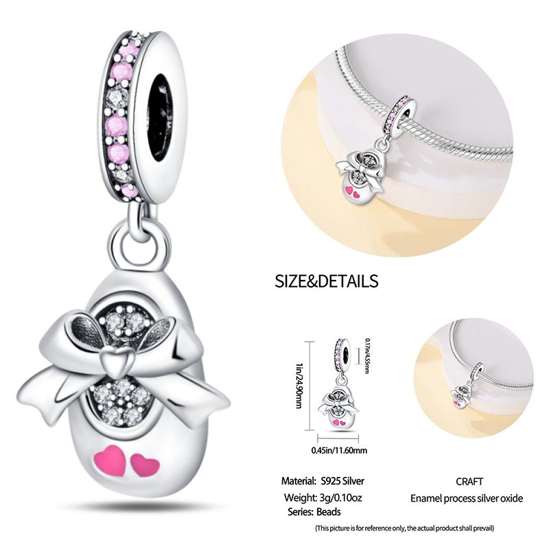 New Copper Bow Star Love Pink Series Charm Beads Suitable For 3Mm Original Bracelet Diy Fashion Jewelry Gift