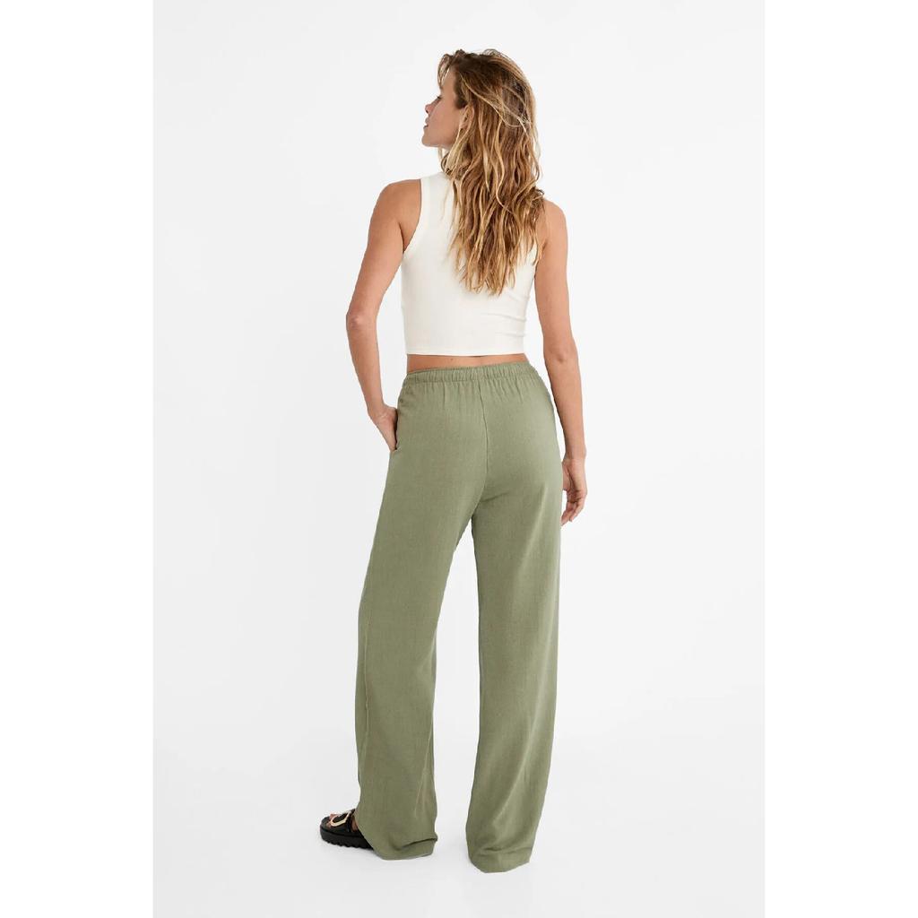 Linen Loose Cut Palazzo Trousers Ecru