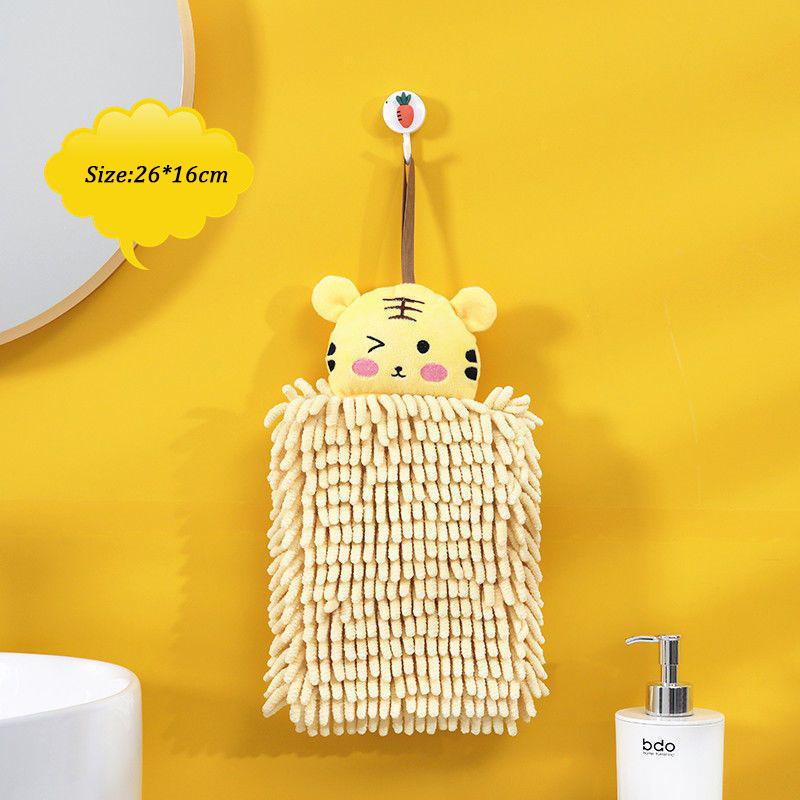 Kitchen and Bathroom Hand Towels Hanging Chenille Absorbent and Quick-drying Cartoon Cute Towels Household Cleaning Towels