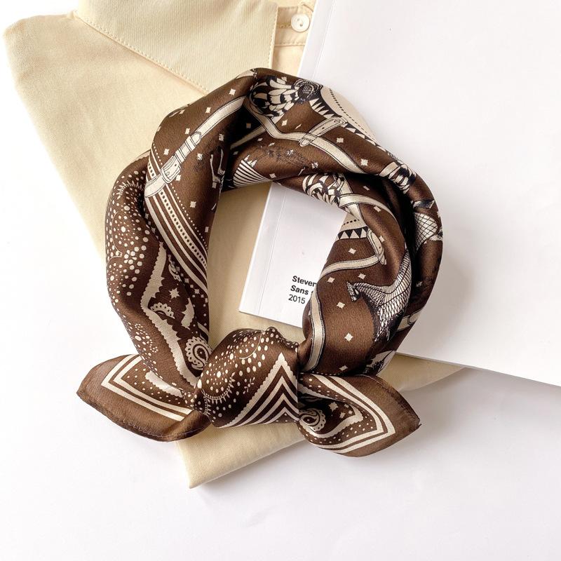 Summer new silk silk scarf small square scarf mulberry silk versatile scarf versatile square scarf professional flight attendant bank