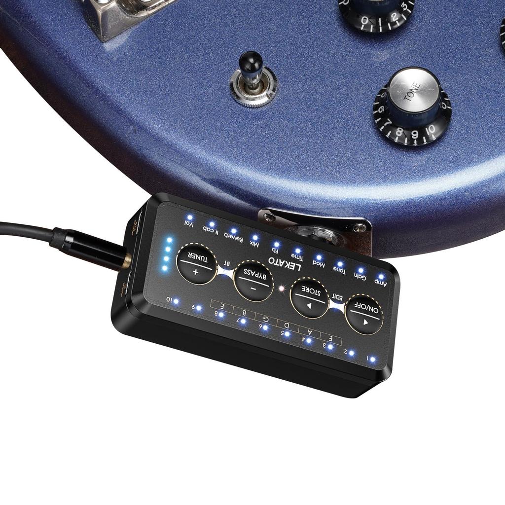 Усилитель для гитарных наушников Bluetooth Mini Plug 10 моделей усилителей с тюнером и эффектами LEKATO Inlay Delay Reverb Chorus Overdrive Перезаряжаемый для