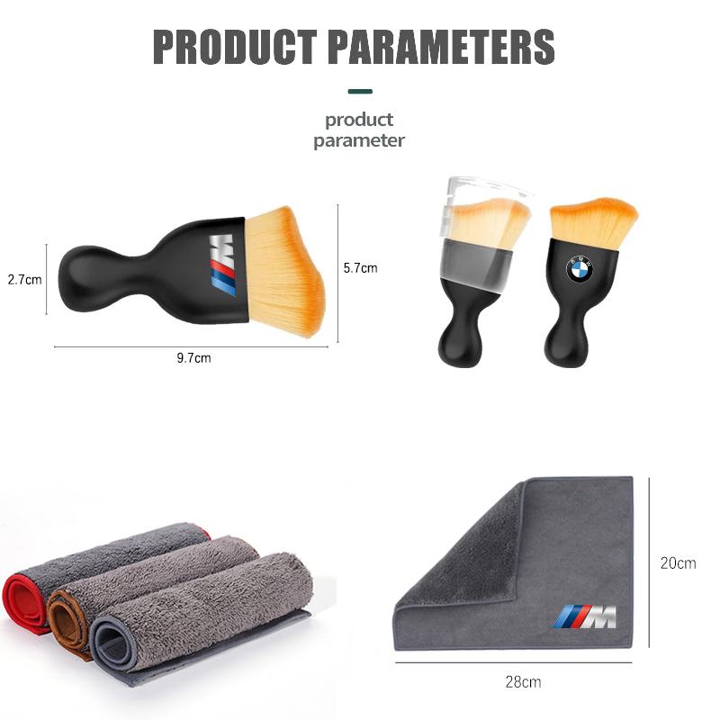 Car Interior Cleaning Tools Microfiber Wash Towels Cleaning Brush Automotive Interior Stickers For BMW G30 G32 G01 G02 G05 G06