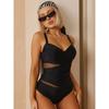 Женское бикини черного цвета, цельный сексуальный купальный костюм с высокой талией, пляжный купальник, женский летний купальник