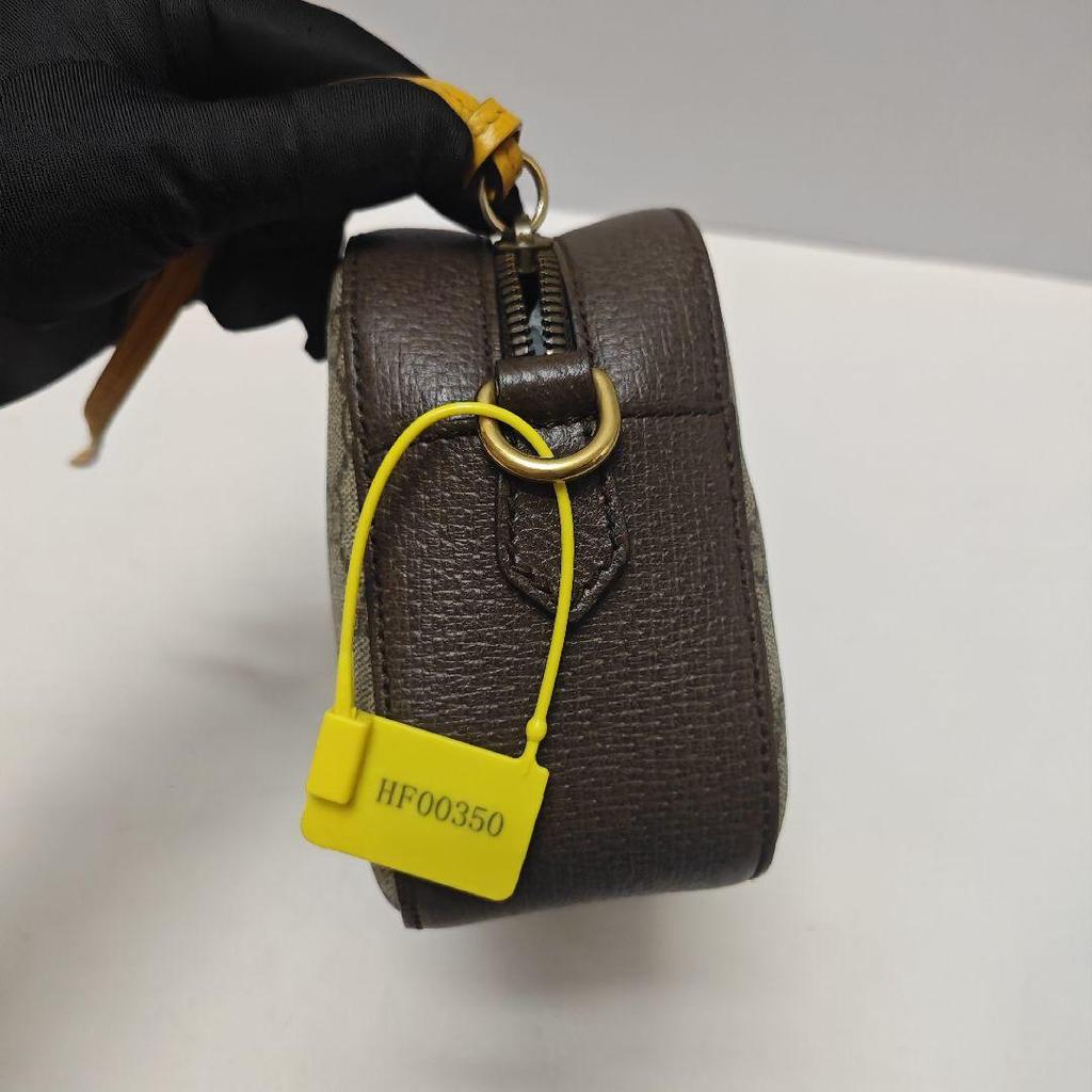 [Pre-Owned] Neo Vintage Series Gold Foil Logo Metal Tiger Head Monogram Canvas And Leather Camera Bag - Excellent #8B9FEA