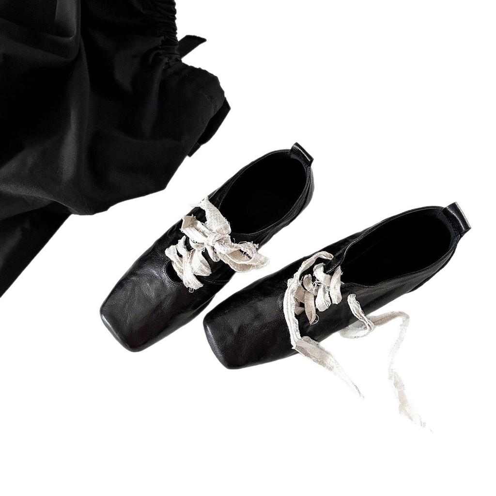 Версия из коровьей кожи~ ретро литературные туфли-лодочки с квадратным носком на толстом каблуке, на шнуровке спереди, уличные, темпераментные кожаные туфли-лодочки для женщин