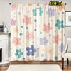 2 Panels Cartoon Flower Curtains Colorful Floral Dot Printed Drapes Nordic Style Polyester Window Treatment for Kids Room